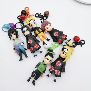 Naruto Naruto Rankų Darbo Raktų Žiedas Mustela Maišelį Pakabukas Akatsuki Lėlės Key Chain Sasuke Lėlės Spalvos Oda Laido Raktų Pakabukai 6 Komplektai
