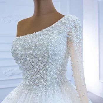 J67205 Jancember Mielas Žavinga Balta Vieną Petį Tulled Kokteilių Suknelė 2020 Perlai Nėriniai Atgal Kamuolys Chalatai Vestuvės