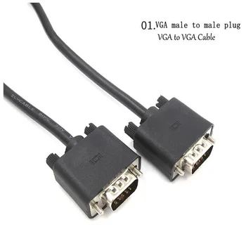 VGA kabelis, 1080P aukštos raiškos kompiuterio laidas 1,5 m 3 + 5 LCD ekranas adapterio kabelį vyrų vyrų stabilus tinka įvairių prietaisas