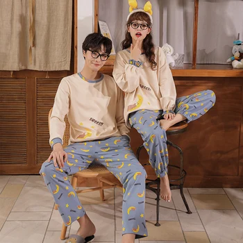 2020 Outono inverno pijamas para casais conjunto de pijamas amantes listra impressao de manga comprida pijamas para homens