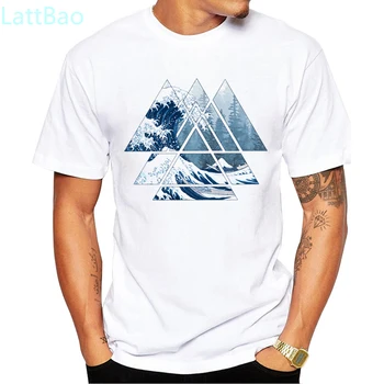 Rūkas Miškų Vyrų T-Shirt Mados Sakralinės Geometrijos Trikampiai Spausdinti Tshirts O-Kaklo trumpomis Rankovėmis Kietas Viršūnes Juokinga atsitiktinis Tees