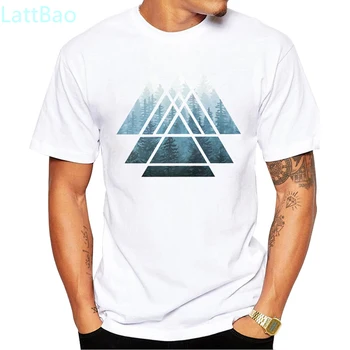 Rūkas Miškų Vyrų T-Shirt Mados Sakralinės Geometrijos Trikampiai Spausdinti Tshirts O-Kaklo trumpomis Rankovėmis Kietas Viršūnes Juokinga atsitiktinis Tees