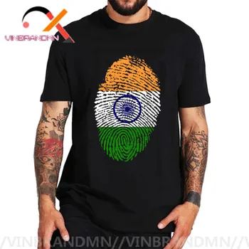 Indijos Vėliava, pirštų Atspaudų T-shirt Juokinga Dramblys Indų Dievas Marškinėliai Vyrams trumpomis Rankovėmis, O-Kaklo Indija Ganeša Marškinėlius Lauko Prekės ženklo Tees
