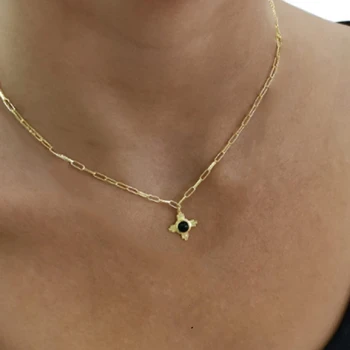 AIDE 925 Sterlingas Sidabro Užraktas Grandinės Karoliai Moterų Madinga Geometrinis Kryžiaus Pakabukas Clavicle Karoliai Fine Jewelry collares