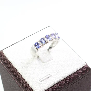Elegantiškas tanzanite vestuvinis žiedas moters, 3 mm * 4 mm VVS garde gamtos tanzanite sidabro žiedas kietas 925 sidabro tanzanite žiedas