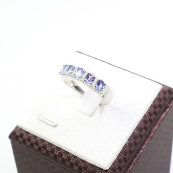 Elegantiškas tanzanite vestuvinis žiedas moters, 3 mm * 4 mm VVS garde gamtos tanzanite sidabro žiedas kietas 925 sidabro tanzanite žiedas