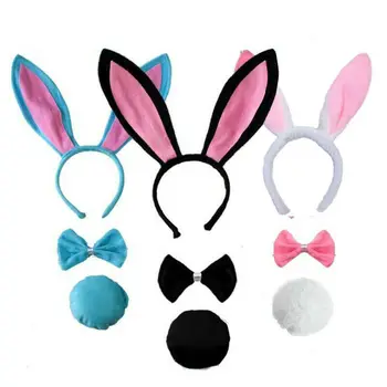3Pc Cute Bunny Rabbit Ears Lankelis Uodega peteliškę Fancy Dress Nustatyti Helovinas Velykų Višta Šalis Dekoro Rinkinys