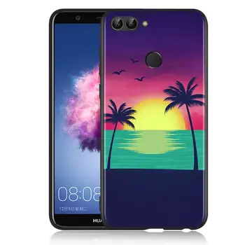 Palmių Vasaros paplūdimio Huawei P Smart Z S Plius 2019 2020 Nova 5T 5i 5 4e 4 3i 3e 3 2i Telefono dėklas Ryškiai Juodos spalvos Dangtelis