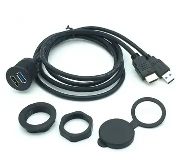 USB 3.0 Ir HDMI-HDMI-+ USB3.0 AUX Pratęsimo Dash Skydelis Vandeniui Automobilių Flush Mount Kabelis Automobilio, laivo Ir Motociklo 1M 2M
