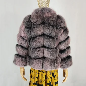 Gamtos Nekilnojamojo Silver Fox Fur Coat 2019 Nauja, Moterų Žiemos Pliaupti Visą Storas Šiltas Kailis Prabanga Striukė, O kaklas trumpas parko geniune kailiniai