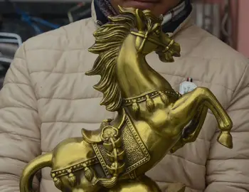 Kinijos Grynas Varis Žalvaris Veikia Zodiako Jodinėjimas Žirgais, Turto Ir Pinigų Statula