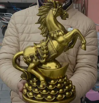 Kinijos Grynas Varis Žalvaris Veikia Zodiako Jodinėjimas Žirgais, Turto Ir Pinigų Statula