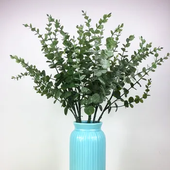 INDIGO -5vnt Plastiko Žalia Palikti Ilgai Eukalipto Lapų Sidabro Sienų Apdailai Dirbtinių Augalų Vestuvių Gėlių Šalies Ekranas