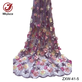 Milylace aukštos kokybės afrikos nėrinių audinys, karoliukai, siuvinėjimo 3d gėlių nėrinių puikus prancūzų nėrinių audinys, vestuvių ZXW-41