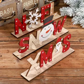 Linksmų Kalėdų Medžio Stalo Dekoro Priedai Santa Claus Medinių Amatų Papuošalai Navidad Naujųjų Metų 2021 Kalėdų 2020 M. Namų
