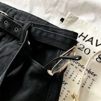Moterų aukšto juosmens džinsai pavasario nauji didelio dydžio septynių taškų moteriški džinsai laisvi buvo plonas, Harlan džinsai, moteriški darbo drabužiai