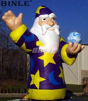 Custom 5mH milžinišką pripučiamą vedlys pripučiami ragana animacinių filmų figūra su kamuoliu rankoje helovinas apdailos