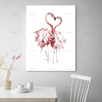 Drobė, Tapyba plakatus Spausdinti ant Akvarelė Flamingo Sienos Nuotraukas vidaus Apdailos Giclee Spausdinti Sienų Dekoras be rėmelio