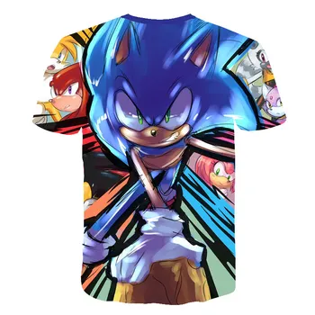 Sonic The Hedgehog Spausdintos Vaikų marškinėliai Harajuku Marškinėliai Vasaros Berniukų Drabužiai Animacinių filmų T-Shirt 4-14 Metų Vaikai Tee Kūdikių Viršūnės