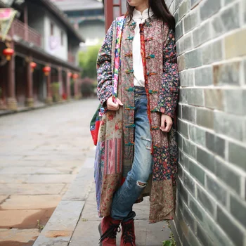 2016 m. pavasarį ir rudenį grynos medvilnės drabužius folk stiliaus suknelę siūlėmis ilgi paltai moterims