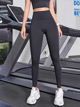 Nuogas fitneso kelnės moterų aukšto juosmens stora montavimo ruožas stora montavimo ruožas sporto kelnės sklandžiai išorinis dėvėti mokymo runn