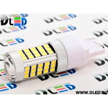 1pcs LED Automobilių Lempos W21/5W - T20 - 7443 - W3x16q - 66SMD 2835+ objektyvas