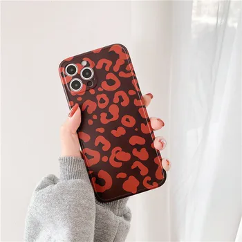 Kietas vėjo vyno raudona, leopardas spausdinimui mobiliojo telefono dėklas iphone 11 atvejų 