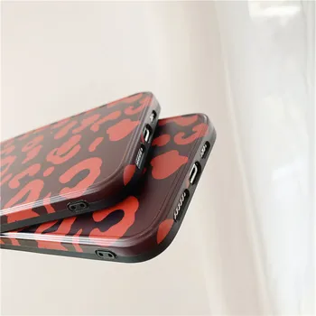 Kietas vėjo vyno raudona, leopardas spausdinimui mobiliojo telefono dėklas iphone 11 atvejų 