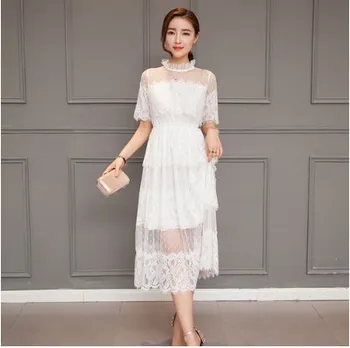 Korėjos Derliaus Šalis Suknelės iki 2018 m. Vasaros Suknelė Moterims Kietas Retro Office Dėvėti Bodycon Tvarstis Kratinys Nėrinių Suknelės HJ85