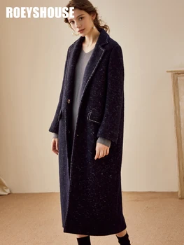 Luoyi megzti vilnoniai paltai 2019 m. rudens ir žiemos naujas tamsiai mėlynos prarasti storas šiltas ilgas kailis