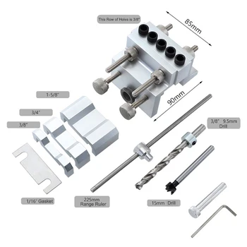 3-in-1 Aliuminio Lydinio, Medienos apdirbimo Skylių Gręžimo Punch Positioner Vadovas Locator Jig Sistemos Komplektas, Stalių PASIDARYK pats Įrankis