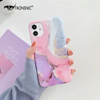 Tekstūros Marmuro Telefono dėklas skirtas iPhone 11 Pro Max Soft Prabanga Rožinė, Violetinė Mados Mėlyna Matinė 