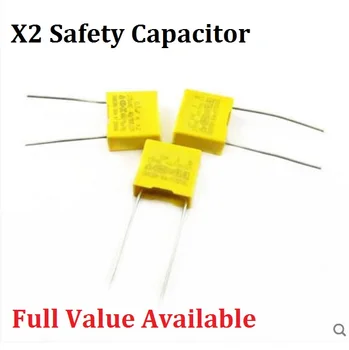 10VNT saugos kondensatorius 275V 154K 0.15 uf X2 saugos bžūp 275V154K 15MM Polipropileno plėvelė, 275VAC kondensatoriai 275V154 talpa