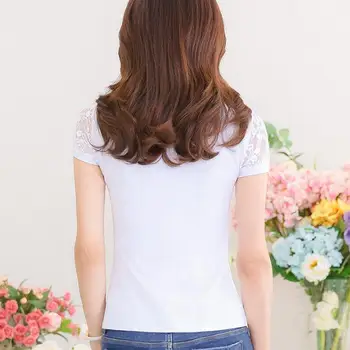 Plius dydis S-3XL!2020 metų Vasaros mados Moterų marškinėliai trumpomis Rankovėmis nėrinių rankovės kratinys o-Kaklo gėlių, paukščių Atspausdintas t-Shirt viršūnės