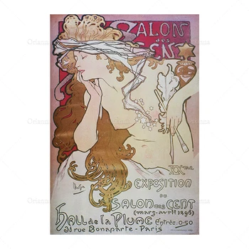 Alphonse Mucha Drobė Menas, Plakatų Ir Grafikos Meno Derliaus Moteris Drobė Paveikslų Ant Sienos Menas Nuotraukas Kambarį