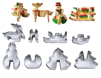 Cookie Cutters 8 pc Kalėdų Nerūdijančio Plieno 3D Stereo Slapukus Spausdinti Torto Formą Kepimo Įrankiai
