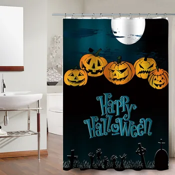 Moliūgų Vedlys Animacinių Filmų Dušo Užuolaidos Happy Halloween Vonios Užuolaidų Frabic Vandeniui Poliesterio Vonios Užuolaida Su Kabliu