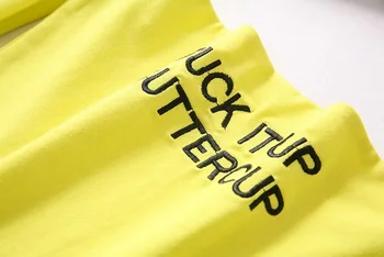 Seksualus Europos Off peties moterys vasarą pasėlių viršuje Lettre spausdinti ilgomis Rankovėmis ponios geltona trumpi marškinėliai Drabužių 2019