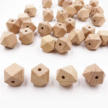 Medienos Granules, Natūralios Spalvos Metalinės 10~20MM Aštuoniakampis Prarasti Buko Granulių, skirtų Kūdikiams, Vaikams, Žaislai, Papuošalai Priėmimo 
