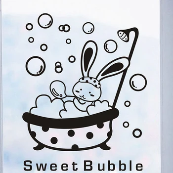 Cute Bunny Dušo Siena Lipdukas Vandeniui kūdikių Vonios kambarys Stiklo Durų Lipdukas Animacinių filmų Gyvūnų saldūs burbulas Dailės Freskos Namų Dekoro