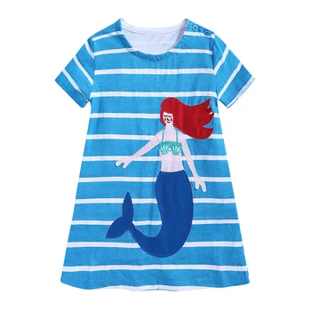 Karšto Pardavimas Naujų 2019 m. vasarą mergina dress Stereoskopinis Animacinių filmų žuvų spausdinti drabužiai vaikams suknelė 2-7Y, vaikams, suknelės 5.16
