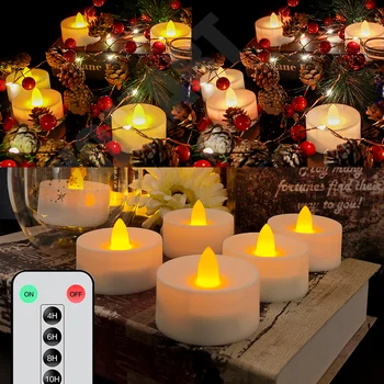 6PCS Kalėdos Flameless LED Arbata Šviesos Žvakių Mirgėjimas Baterija Su Nuotolinio Valdymo Apšvietimo, Kalėdų, Padėkos