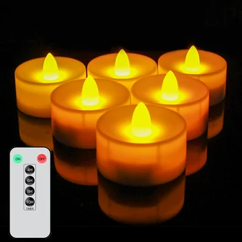6PCS Kalėdos Flameless LED Arbata Šviesos Žvakių Mirgėjimas Baterija Su Nuotolinio Valdymo Apšvietimo, Kalėdų, Padėkos