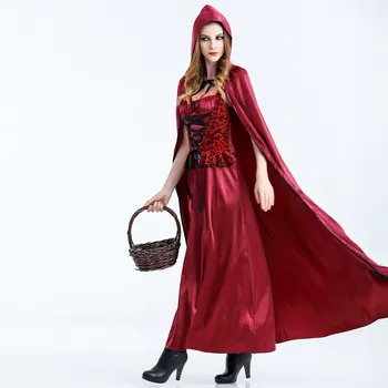 Moterys, Helovyno Cosplay Mažai Raudona Jojimo Hood Derliaus Ilga Suknelė Vintage Suknelės Moteris Šalis Nakties Skraiste Femme