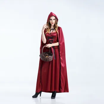 Moterys, Helovyno Cosplay Mažai Raudona Jojimo Hood Derliaus Ilga Suknelė Vintage Suknelės Moteris Šalis Nakties Skraiste Femme