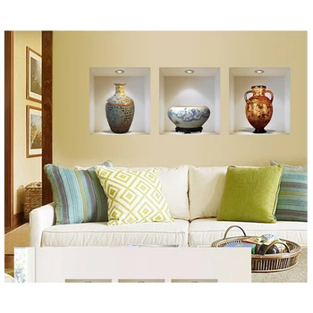Retro imitacija antikinio meno vaza surinkimo 3d vaizdo lipnios kambarį miegamojo sienos fone, sienos, namo apdailos