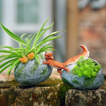 Mielas Varlė Voverė Miniatiūriniai Micromodel Ornamentu Sultingi Bonsai Vazonas Namų, Sodo Puošmena Augalų Puodą Macetas Vazonas