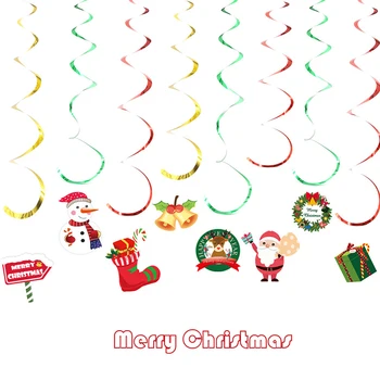 8Pcs Spiralinė Juosta Su Kortele Ornamentų Spiralės Cartoon Gana Kalėdų Papuošalai Šalies Kabinti Apdaila