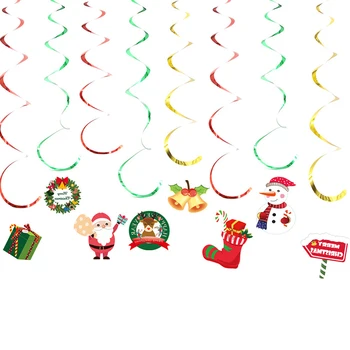 8Pcs Spiralinė Juosta Su Kortele Ornamentų Spiralės Cartoon Gana Kalėdų Papuošalai Šalies Kabinti Apdaila