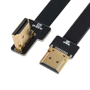 Jimier PV HDMI suderinamus Type A Male HDMI-suderinama Vyrų HDTV FPC Plokščio Kabelio Kairę / Dešinę 90 Laipsnių HDMI suderinamus Vyras